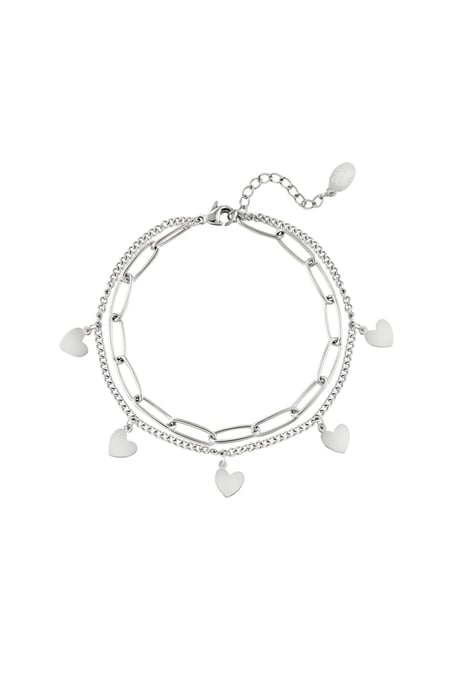 Bracelet Chain Heart Silver Color Stainless Steel 2