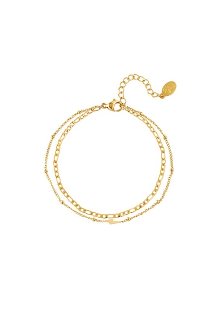 Double layered bracelet bolt of lightning Gold Color Stainless Steel 2