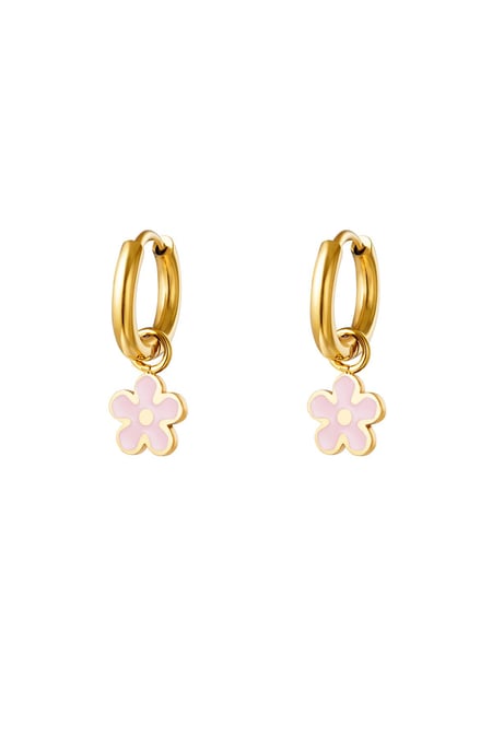 Stainless steel colorful flower earrings Pink 2