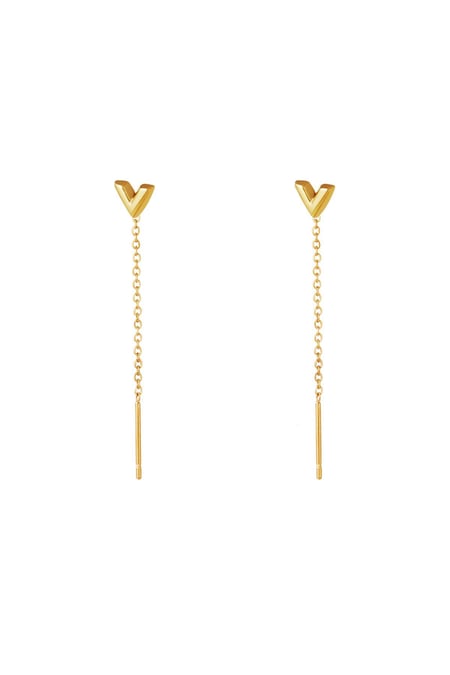 Paslanmaz Çelik Zincir Küpe Ok Gold Stainless Steel 2