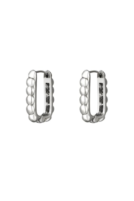 Rectangle earrings with bubbles Silver Color Stainless Steel 2