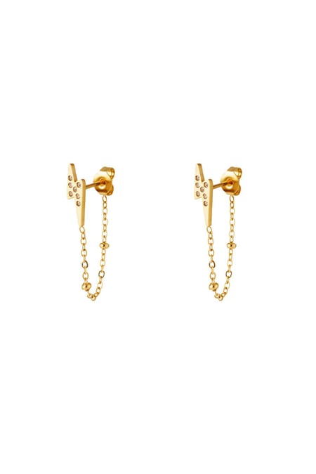 Lightning Bolt Ohrringe mit Zirkonen Goldfarbe Edelstahl 2