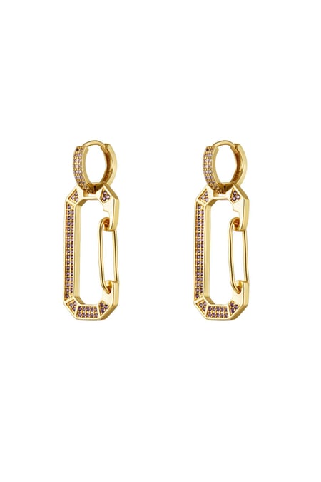 Gold Color earrings zircon Purple Copper 2