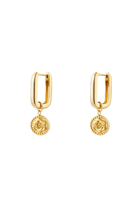Pendientes rosa Color dorado Acero inoxidable 2