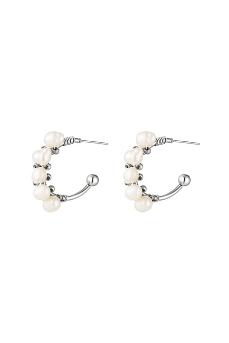 stainless steel earrings halfround hoop pearl  2