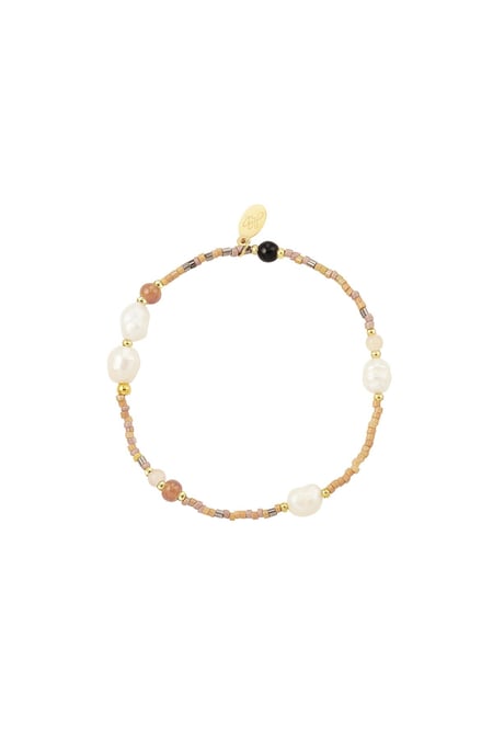 Beaded bracelet with pearls Beige Stainless Steel 2