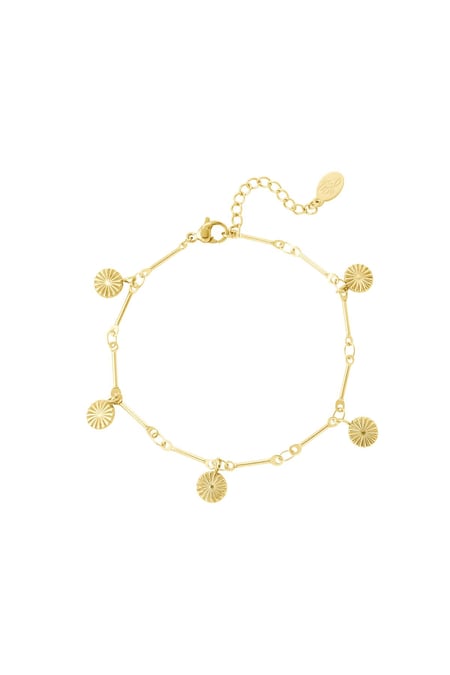 Bracelet with circle charm Gold Color Stainless Steel 2