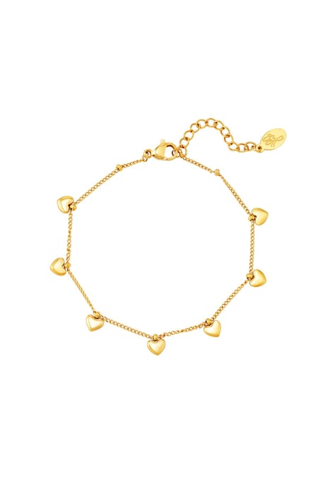 Bracelet with heart charms Gold Color Stainless Steel 2