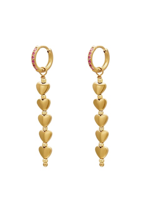 Five hearts earrings - #summergirls collection Pink & Gold Color Hematite 2