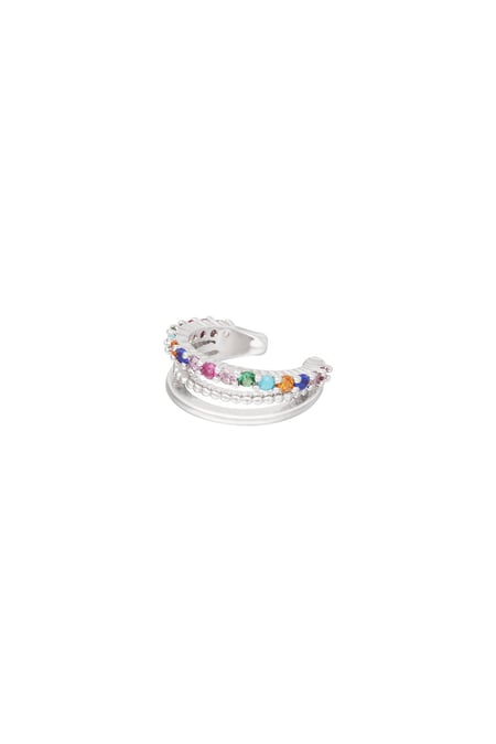 Ear cuff con zirconi colorati Silver Color Copper 2