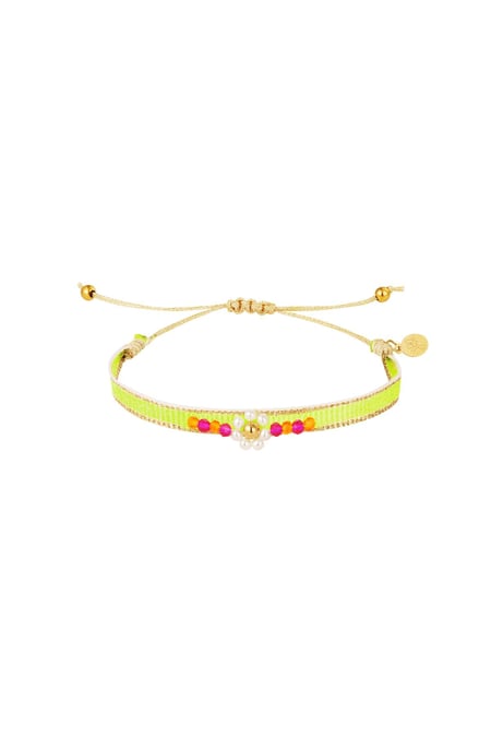 Fabric bracelet flower Yellow Polyester 2