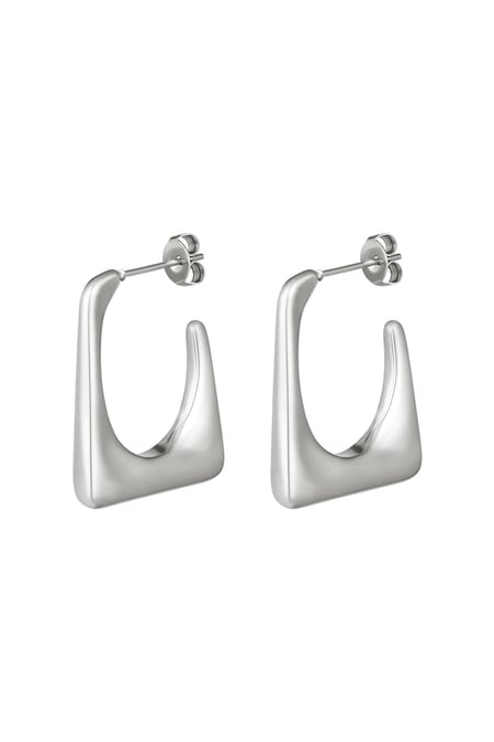 Pendientes rectángulo funky Plata Acero inoxidable 2