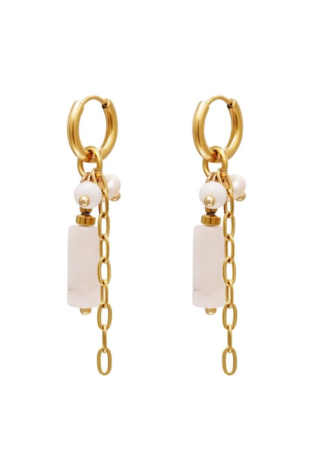 Pendientes cadena de colores Color dorado blanco Acero inoxidable 2