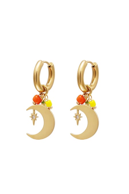 Dangling moon earrings Gold Color Stainless Steel 2