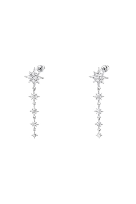 Earrings five stars - Sparkle earrings Silver Color Copper 2