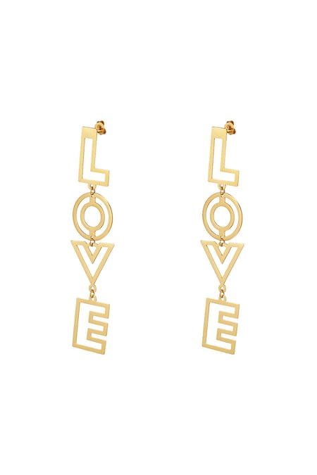 Liefde oorbellen Goud kleur Stainless Steel 2