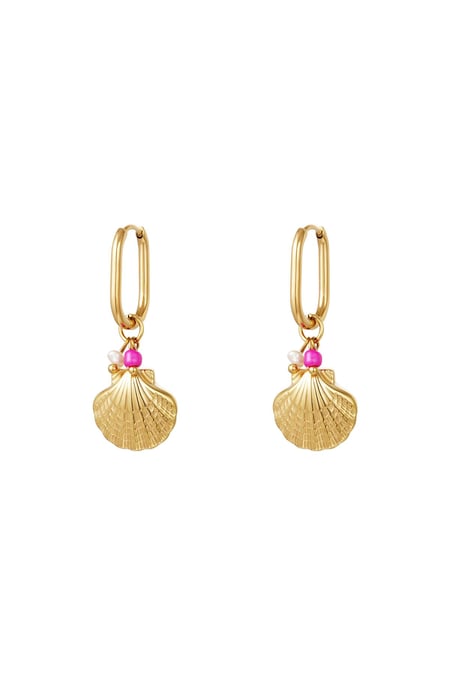Dangling shell earrings - Beach collection Gold Color Stainless Steel 2