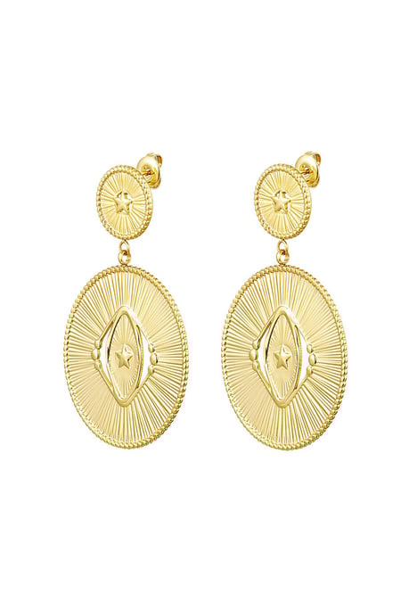 Statement earrings 2 circles Gold Color Stainless Steel 2