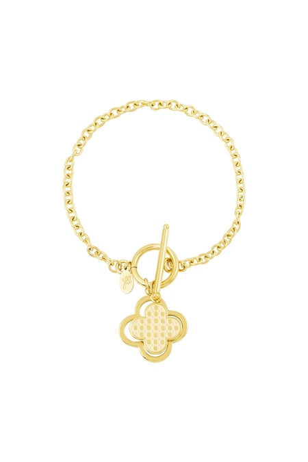 Armband statement klaver Goud kleur Stainless Steel 2