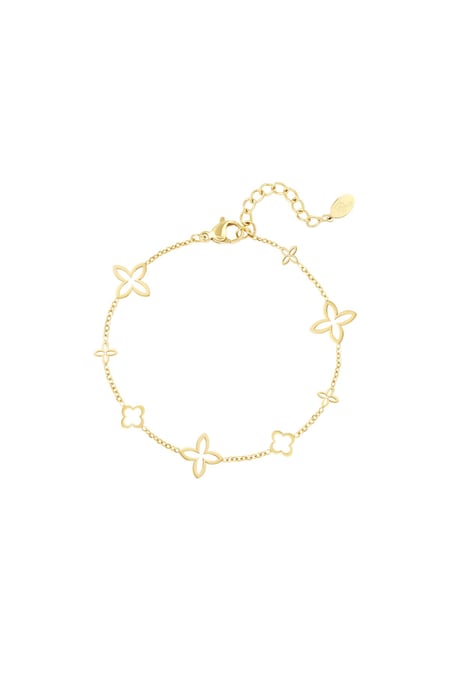Bracelet with open clover charms Gold Color Stainless Steel 2
