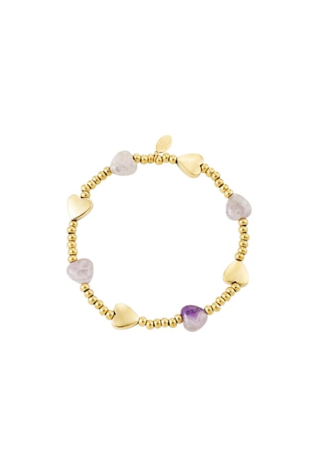 Beaded bracelet with hearts Purple Stone 2