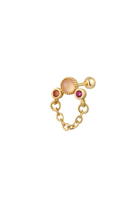 Piercing with chain - Sparkle collection Orange & Gold Color Copper 2
