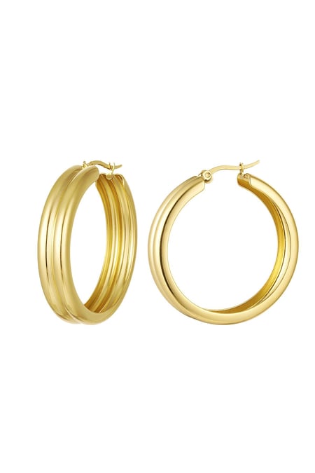 Boucles d'oreilles créoles côtelées Acier inoxydable 2