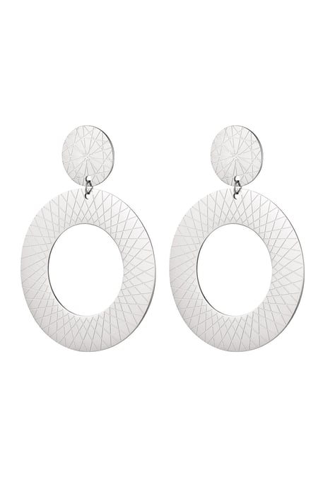 Embossed earrings Silver Color Stainless Steel 2