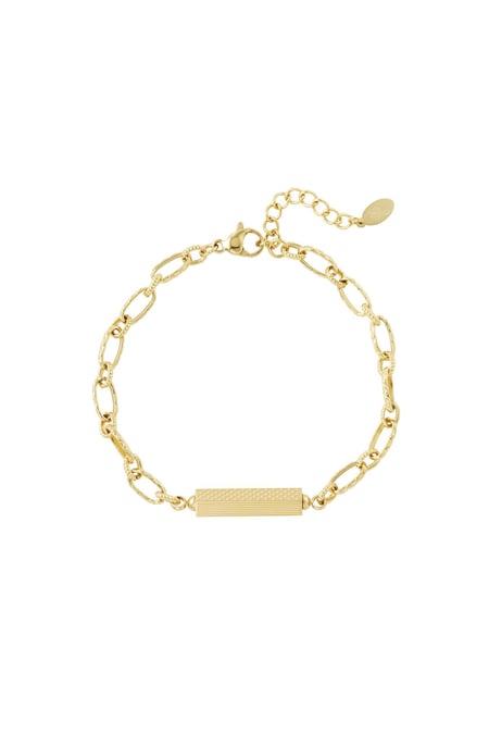 Link bracelet with charm Gold Color Stainless Steel 2