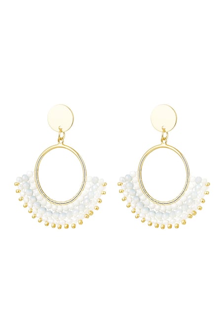 Boucles d'oreilles avec perles de cristal Blanc Cuivré 2