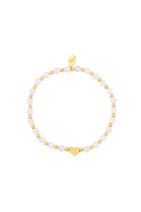 Bracelet perlé avec perles Rose & Couleur or Acier inoxydable 2