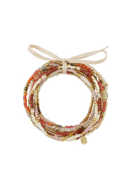 Bracelets set beads colorful Beige & Gold color Stainless Steel 2