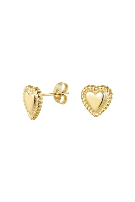 Ear studs graceful heart Gold Color Stainless Steel 2