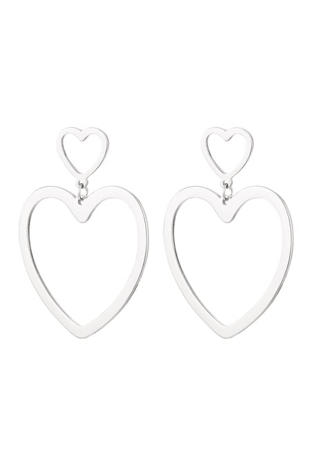 Heart earrings Silver Color Stainless Steel 2
