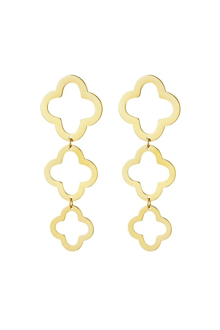 Statement earrings clovers Gold Color Stainless Steel 2
