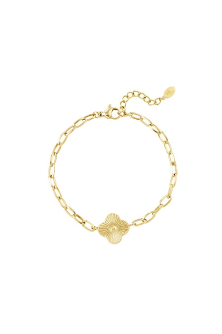 Link bracelet flower Gold Color Stainless Steel 2