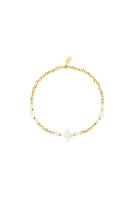 Beaded bracelet clover - Natural stones collection Gold Color Hematite 2