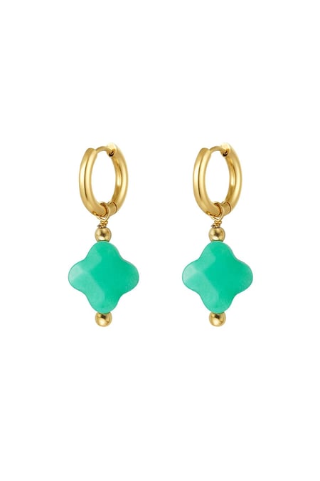 Earrings clover color - Natural stones collection Green Stainless Steel 2