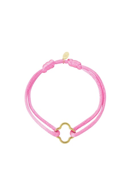 Fabric bracelet clover Pink & Gold Color Stainless Steel 2