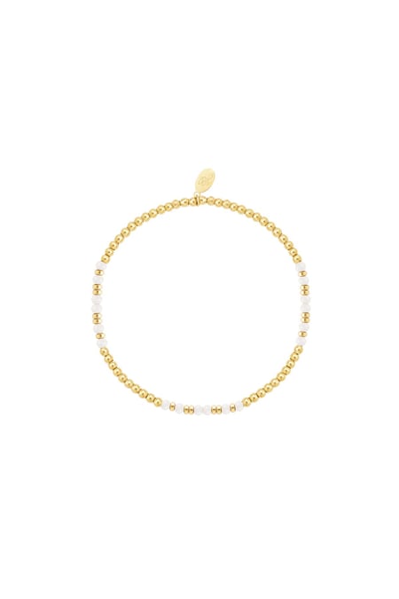 beaded bracelet different beads - white - natural stones collection white 
