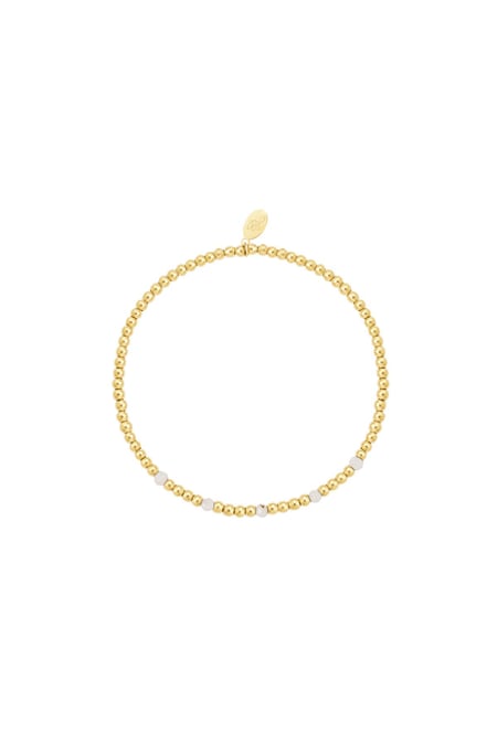 Beaded bracelet subtle - white - Natural stones collection White Gold Color Stainless Steel