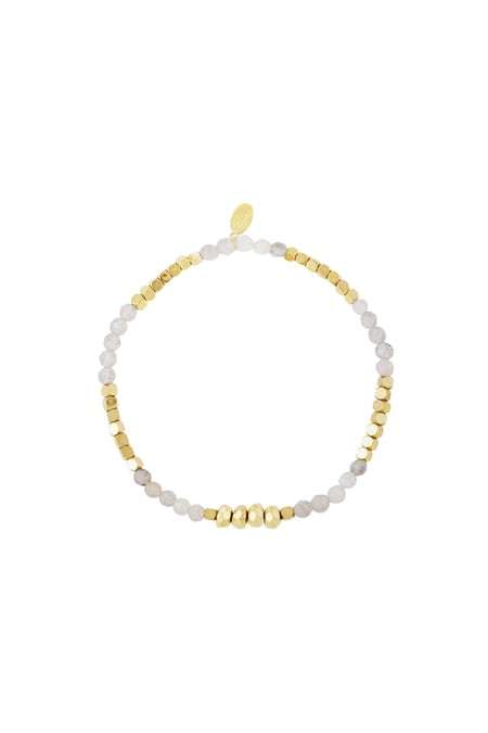 Bracelet basic stones Grey & Gold Color Hematite 2