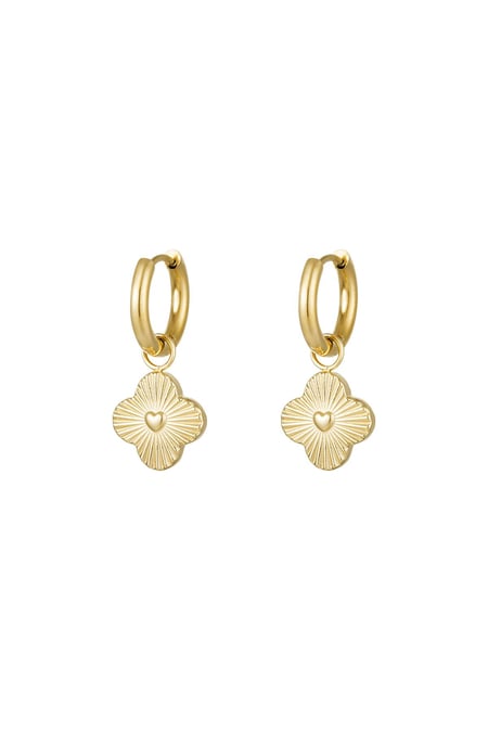 Heart flower earrings Gold Color Stainless Steel 2