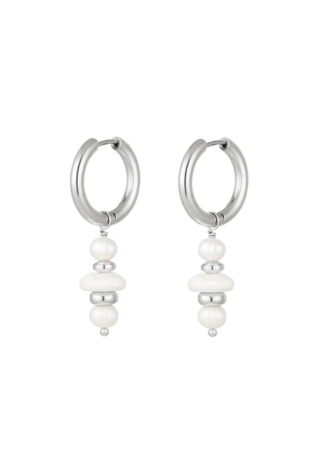 Earrings perfect pearls Silver Color Stainless Steel 2