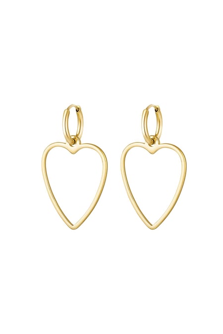Earrings basic heart Gold Color Stainless Steel 2
