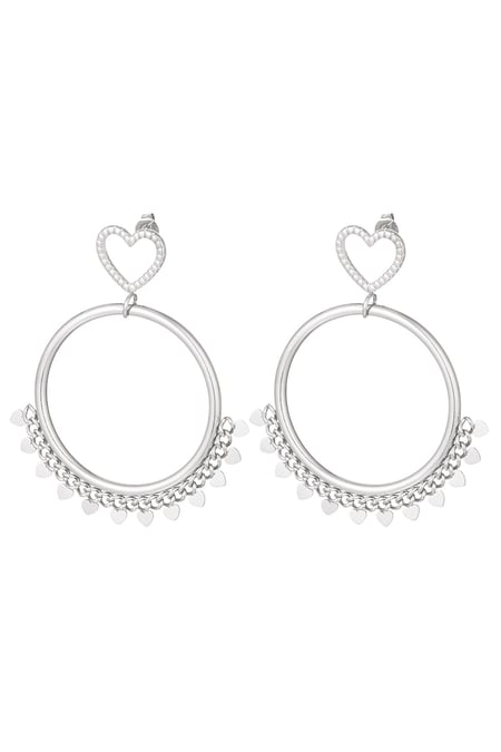 Earrings with heart details Silver Color Stainless Steel 2