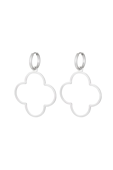 Earrings large clover Silver Color Stainless Steel 2