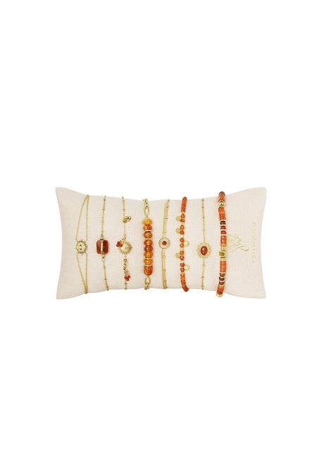 Bracelets affichage ensemble de bijoux coloré Couleur orange & Couleur or Acier inoxydable 2