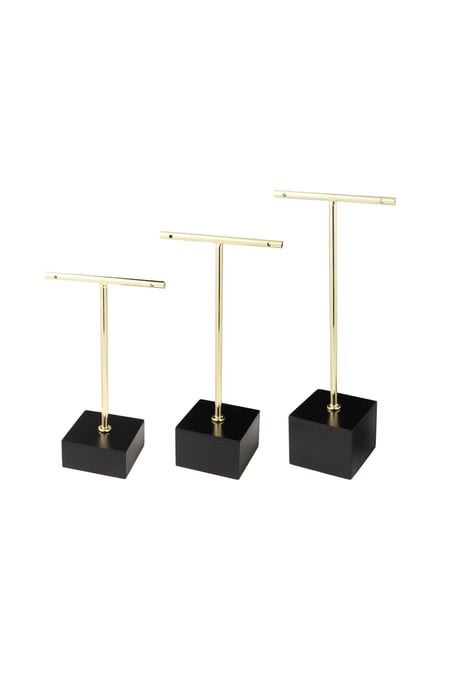 Ohrringe zeigen T-Form Schwarz & Goldfarbe Holz 2