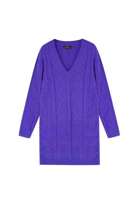 Robe pull col V en maille Violet S/M 2